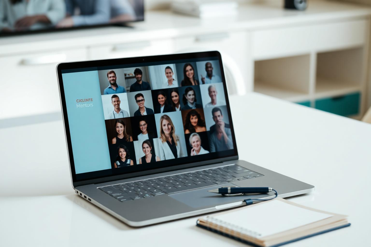 Sessão de mentoria remota por videochamada entre mentor e founder de healthtech em home office