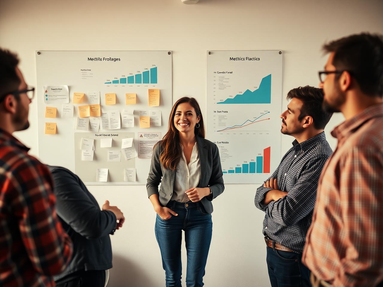 Líder do Growth Lab conduzindo revisão de funil de vendas e métricas de tração com founders de startup de saúde digital