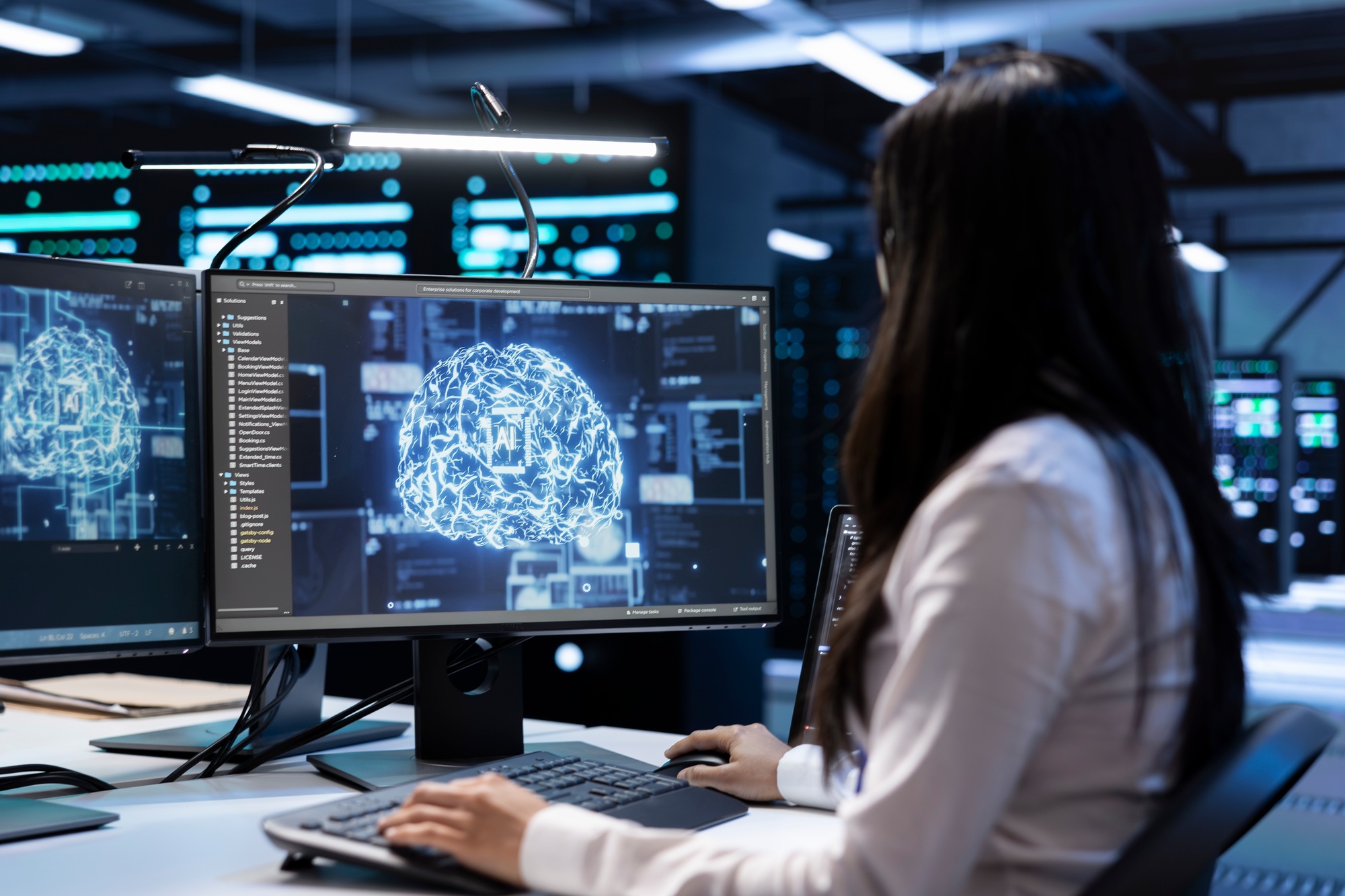 Mentor de inteligência artificial em saúde orientando equipe sobre modelos preditivos clínicos