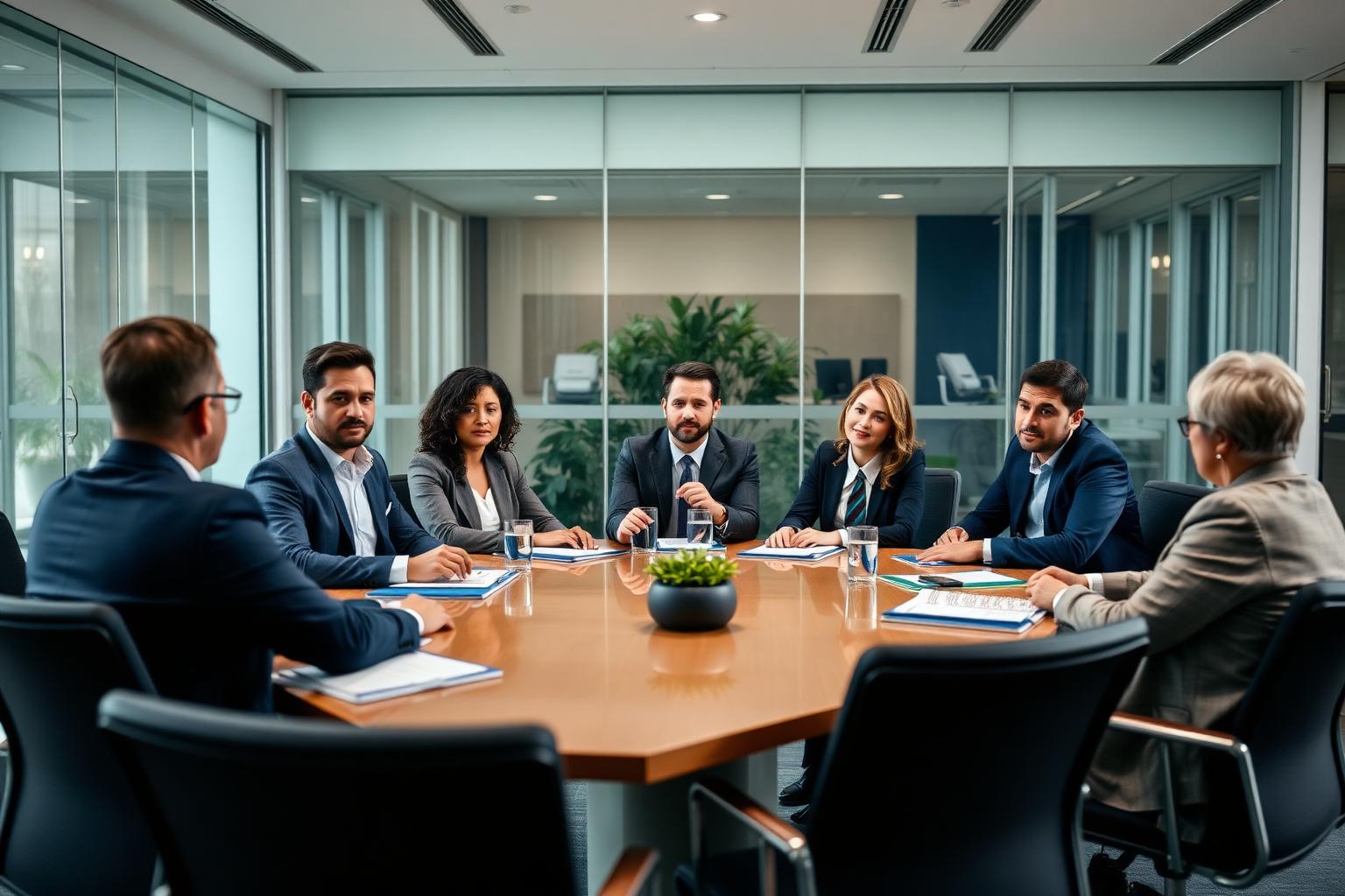 Conselho especializado de mentores Inovmed reunidos em mesa redonda para revisão estratégica de healthtech