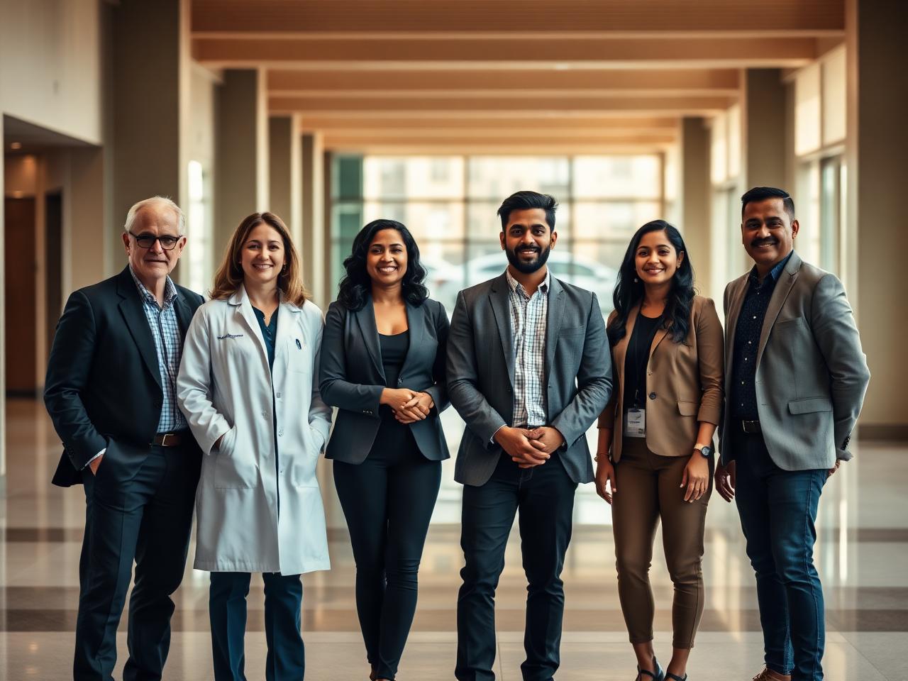 Grupo de mentores referência do ecossistema Inovmed reunidos em portrait — médicos, executivos, cientistas e investidores
